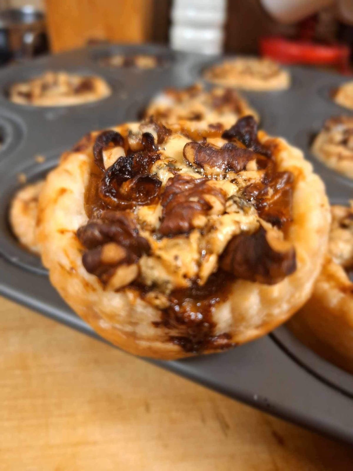 Rich & Tangy Blue Cheese Tartlets with Caramelized Onions