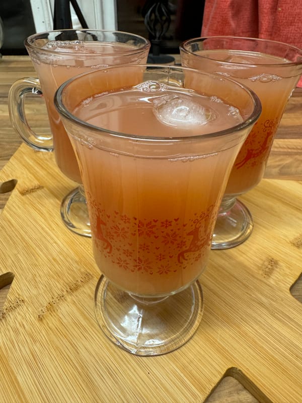 Three glasses of Jingle Juice